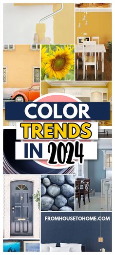 a collage of photos with the words color trend in 2014 on it and pictures of furniture