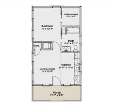 the floor plan for a small house with two bedroom and an attached living room area