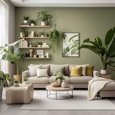 a living room filled with furniture and plants