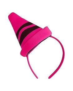 a pink hat with black stripes on it