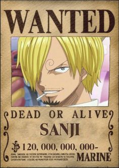 the wanted poster for one piece's new anime film, dead or alive sanji