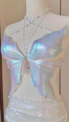 Top Cosplay, Mermaid Top, Mermaid Aesthetic, Diy Vetement, Fairy Aesthetic, Butterfly Top, Fairytale Dress, Festival Looks, Mermaid Fashion