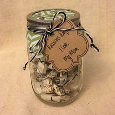 a glass jar filled with lots of different things