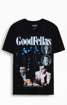 a black t - shirt with the words goodfells on it and pictures of men