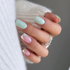 💅 nailsbypaulin 👈 Instagram Mint Green Nails, Mint Nails, April Nails, Milky Nails, Short Nail, Chic Nails