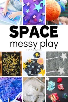 space messy play for toddlers and preschoolers to make with their own hands, fingers and