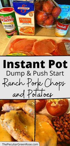 the instant pot dump and push start ranch pork chops and potatoes are ready to be eaten