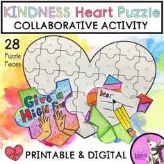 a heart shaped puzzle is shown with the words, give high fives and digital