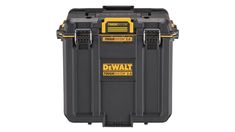 a black and yellow tool box on a white background with the words dew written below it