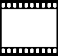 a black and white film strip with square holes on it's edges, as well as an empty space for text