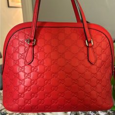 Never Used, Has Always Been In Bag It Was Bought In - Dust Bag Included. Tags Not Included. Red, Leather. Gucci Red Bag, Gucci Red Shoulder Bag For Travel, Red Gucci Evening Bag, Gucci Red Shoulder Bag With Removable Pouch, Gucci Red Shoulder Bag With Gold-tone Hardware, Gucci Bag, Dust Bag, Bag Lady, Gucci