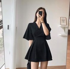 Mini Frocks For Women, Summer Dresses Korean, Velvet Short Dress, Cute Dresses Casual, 2023 Summer Dresses, Cute Black Dress, Korean Fashion Dress, Woman Dress, Short Dresses Casual