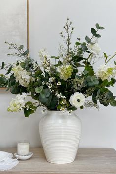 Luxury Faux Floral Arrangements – The Suffolk Nest Limonium Arrangement, White Limonium, Faux Flowers Arrangements, Moss Planter, Vase Ideas, Peony Arrangement, Fall Room Decor, Faux Eucalyptus, Faux Floral Arrangement