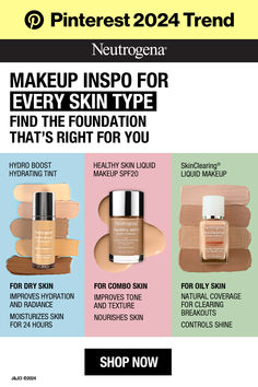 Discover your perfect look with Neutrogena's virtual try on feature, revolutionizing the way you experiment with makeup online or take the foundation finder quiz to see what shade of makeup works for your skin type & tone. You'll find your foundation match in just four easy steps.  Head to Neutrogena.com for the virtual try on and to take the foundation finder quiz! Foundation Match, Quick Makeup Routine, Cute Clown Makeup, Bronze Makeup Look, Cake Roses, Sales Report, Mui Mui, Blue Eyeshadow Looks, Eyes Aesthetic