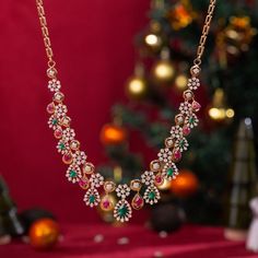 Ruby Emerald Necklace Indian, Lightweight Gold Jewellery, Light Weight Gold Jewellery Indian, Emerald Necklace Indian, Gold Jewellery Indian, Ruby Emerald Necklace, Light Weight Gold Jewellery, Necklace Set Indian Bridal Jewelry, Christmas Edit