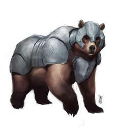 a drawing of a bear with armor on it's back