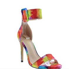 Liliana Multi-Color Heels Multiple Sizes Available New No Box No Tag Colorful Pointed Toe Heels For Summer, Fitted Multicolor Sandals With Round Toe, Multicolor Round Toe Sandals, Fitted Multicolor Round Toe Sandals, Trendy Rainbow Heels For Spring, Colorful High Heel Summer Heels, Colorful High Heel Heels For Summer, Spring Rainbow Open Toe Heels, Colorful High Heels For Summer