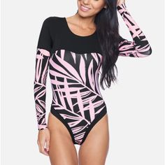 Hurley Max Mystic Long Sleeve Rashguard Swimsuit Black Pink New With Tags Sun Protection (Upf 50, In Fact!) Never Looked This Good. The Max Mystic Leaves Long Sleeve Bodysuit Comes In Our Most Compressive Fabric For A Secure Fit, A Back Zip For Easy On And Off, Plus A Pretty Print For Style Points In And Out Of The Water. Pink Long Sleeve Party Swimwear, Tank Swimsuit, Swimsuit Brands, Rashguard Swimsuit, Long Sleeve Rashguard, Floral One Piece Swimsuit, Swimsuit Black, Cut Out Swimsuits, Floral Swimsuit