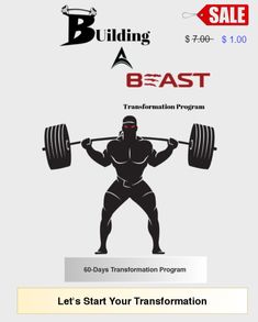 a man lifting a barbell with the words build a beast on it and an image of