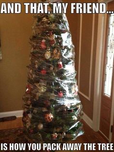 a christmas tree made out of plastic bags