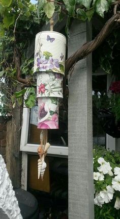 a lamp that is hanging from a tree