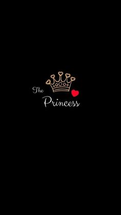 the princess logo on a black background with a red heart in front of it's crown