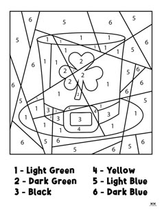 the color by number page for st patrick's day is shown in black and white