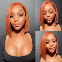 PRICES MAY VARY. 🍊13x4 Ginger wig lace front human hair bob wig in vibrant #350 ginger color,made by 9A grade real ginger human hair wig color toned while net & lace unstained,ginger frontal wigs human hair wigs for black women double drawn constructed, no shedding 🍊Ginger HD lace front wigs human hair 13x4 lace frontal ginger bob wig,vibrant bright #350 ginger orange wig human hair is giving vibes, HD lace blend in any skin tone easily save you from time or trouble to style ginger human hair Ginger Bob, Ginger Wig, Thanksgiving Hairstyles, Lace Closure Bob, Lace Frontal Bob, Bob Black, Thanksgiving Hair, Bob Lace Front Wigs, Hair Wigs For Women