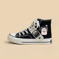 Loving Polar Bear High Top Canvas Shoes - Women's Bobo's House US 5 | EU 35 Asian Crafts, Customized Shoes, Aesthetic Shoes, Canvas Shoes Women, Unisex Shoes, Everyday Accessories, Shopping Lists, High Top Shoes, Sweater Set