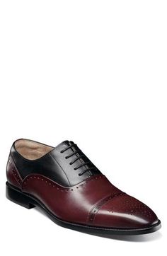 A cap toe and polished two-tone leather lend modern sophistication to a sleek oxford set on a memory foam footbed for optimal support. Lace-up style Removable, memory foam cushioned insole Leather upper/leather lining/rubber sole Imported Business Casual Oxfords With Cap Toe And Removable Insole, Business Casual Oxfords With Removable Insole And Cap Toe, Formal Cap Toe Dress Shoes With Cushioned Footbed, Formal Cap Toe Oxfords With Cushioned Footbed, Business Cap Toe Oxfords With Cushioned Footbed, Adam Reynolds, Mens Oxfords, Up Styles, Memory Foam