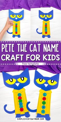 pete the cat name craft for kids with free printables and instructions to make it