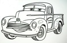 a drawing of cars from the disney pixama movie