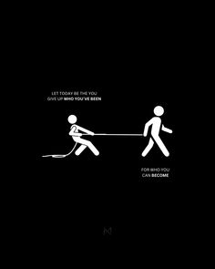 two stick figures pulling each other on a rope with the caption, let today be the you don't have to cross