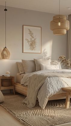 a bed sitting on top of a wooden floor next to a window