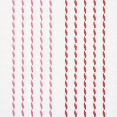 two red and white lines are shown on the side of a piece of fabric with pink thread