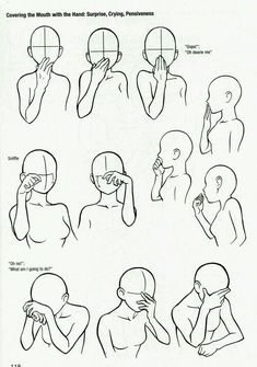 how to draw the head and hands in different positions, with instructions for each hand