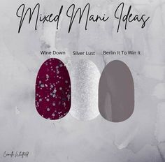 Nail Color Combinations Winter, Winter Colorstreet Combos, Color Street Winter Combos, Color Street Fall 2022, Nail Combinations, Mixed Mani Ideas, Wonderland Nails, Colorstreet Combos