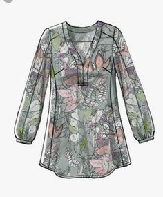 a drawing of a shirt with flowers on it