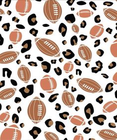 an animal print pattern with footballs on it