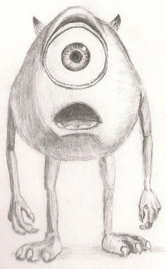 a drawing of a monster with big eyes