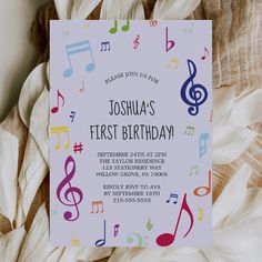 a birthday card with musical notes on it