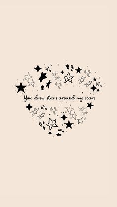 the words you're stars around my neck are written in black ink on a beige background