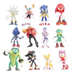 a bunch of sonic the hedgehog action figures