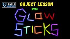 the words glow sticks are written in neon colors