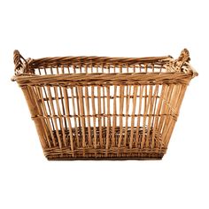 a wicker basket on a white background