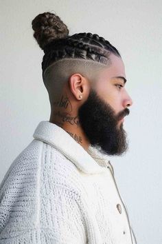 41 Coolest Braids for Men Right Now Braids With Fade, Trendy Braids, Braided Man Bun, Man Bun Hairstyles, Charming Aesthetic, Curly Hair Braids, Tapered Haircut, Top Knot Hairstyles