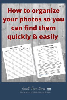 Thumbnails of the free worksheets to help you organize your photos into categories Organization Photos, Heirloom Photos