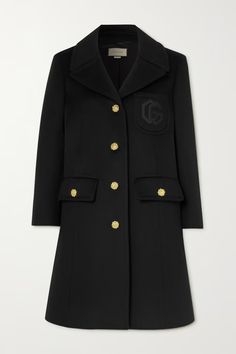 Black Embroidered wool coat | GUCCI | NET-A-PORTER Gucci Clothes Women, Gucci Outfits Women, Alessandro Michele Gucci, Wag Dr, City Project, Black And White Coat, Gucci Coat, Png Clothes, Spring 23