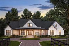 this is an artist's rendering of the farmhouse style house plans for your dream home