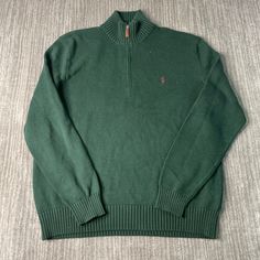 Vintage 2000s Polo Ralph Lauren Small Logo Stitched Embroidered Y2K Aesthetic Casual Preppy Green Half Zip Knit Sweater Large Mens Condition:  Excellent Used Condition  = No Flaws Measurements: Please see photos above for all measurements IF YOU BUY TWO OR MORE ITEMS USE THE CODE BUNDLE @ CHECK TO SAVE 20% WE SHIP WITHIN 24 HOURS AFTER PURCHASE! Please be aware that we do not offer free returns!! The Buyer is responsible for the cost of the return label. Follow us on TikTok & Instagram @findsnostalgic and tag us in your finds Green Long Sleeve Casual Polo Sweater, Green Cotton Polo Sweater For Winter, Green Crew Neck Cotton Polo Sweater, Green Cotton Polo Sweater For Fall, Fitted Cotton Polo Sweater For Winter, Green Long Sleeve Cotton Polo Sweater, Green Casual Polo Sweater With Ribbed Collar, Casual Green Polo Sweater With Ribbed Collar, Casual Fitted Knitted Polo Sweater